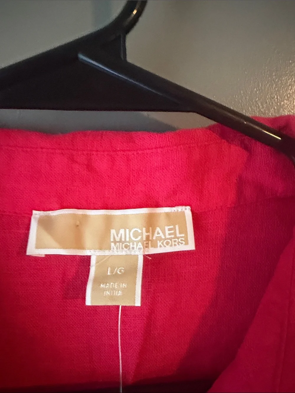 NWT Michael Kors Deep Pink Sleeveless Linen Blend Top with Crochet Hem